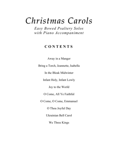 Christmas Carols (A Collection of 10 Easy Bowed Psaltery Solos with Piano Accompaniment) image number null