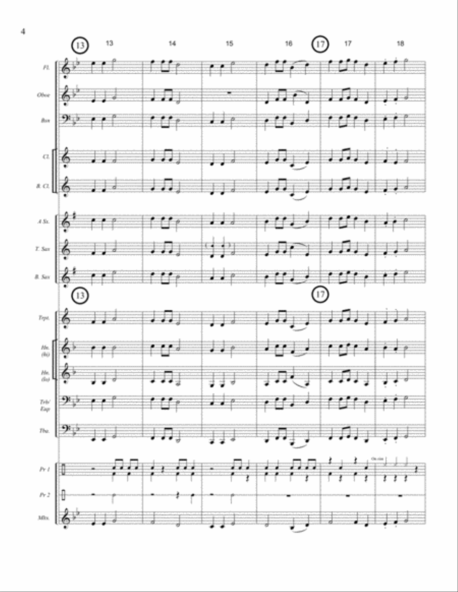 HOUSETOP MARCH (Up on the Roof Top) - beginner band - easy - score, parts & license to copy Concert Band scores gallery preview page 5