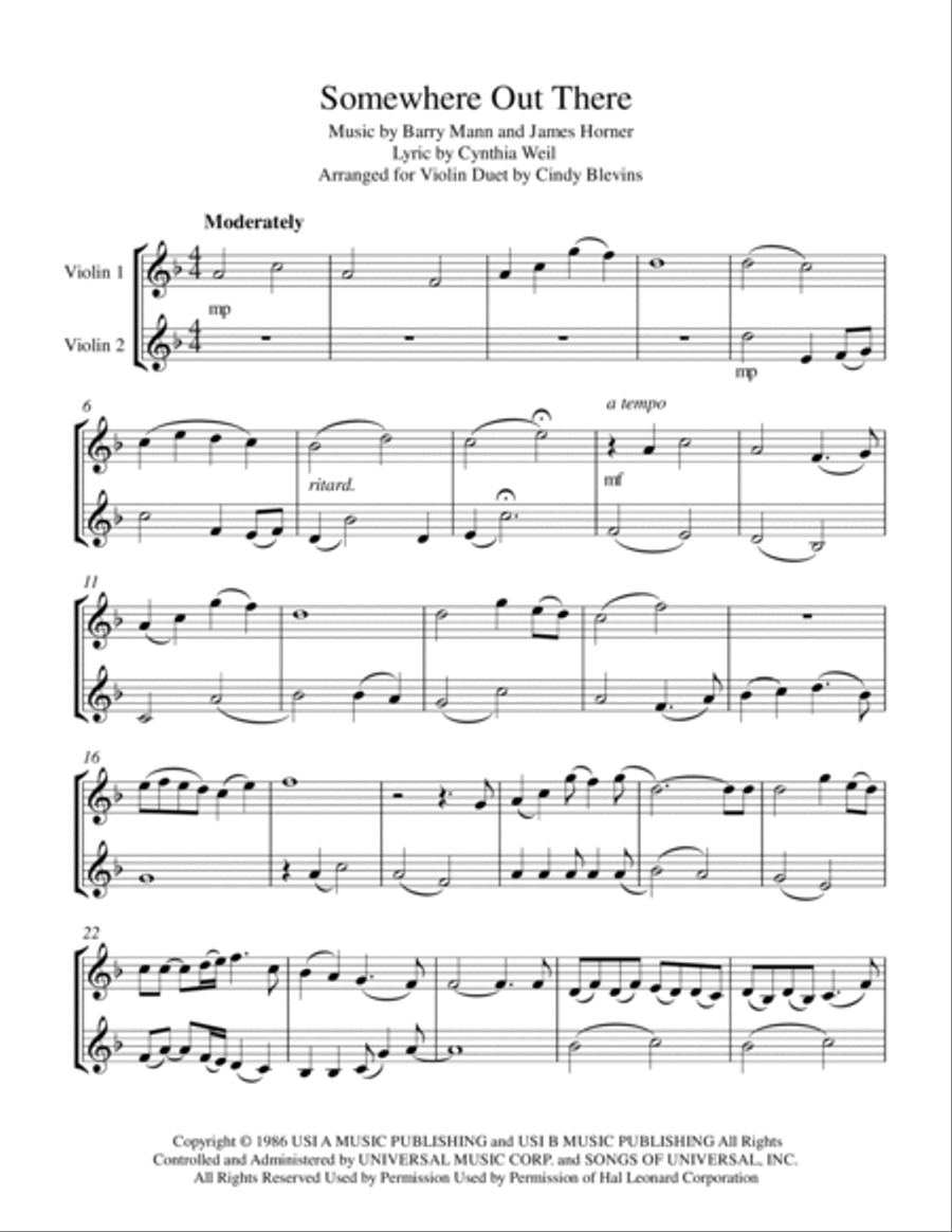 Somewhere Out There String Duet scores gallery preview page 6