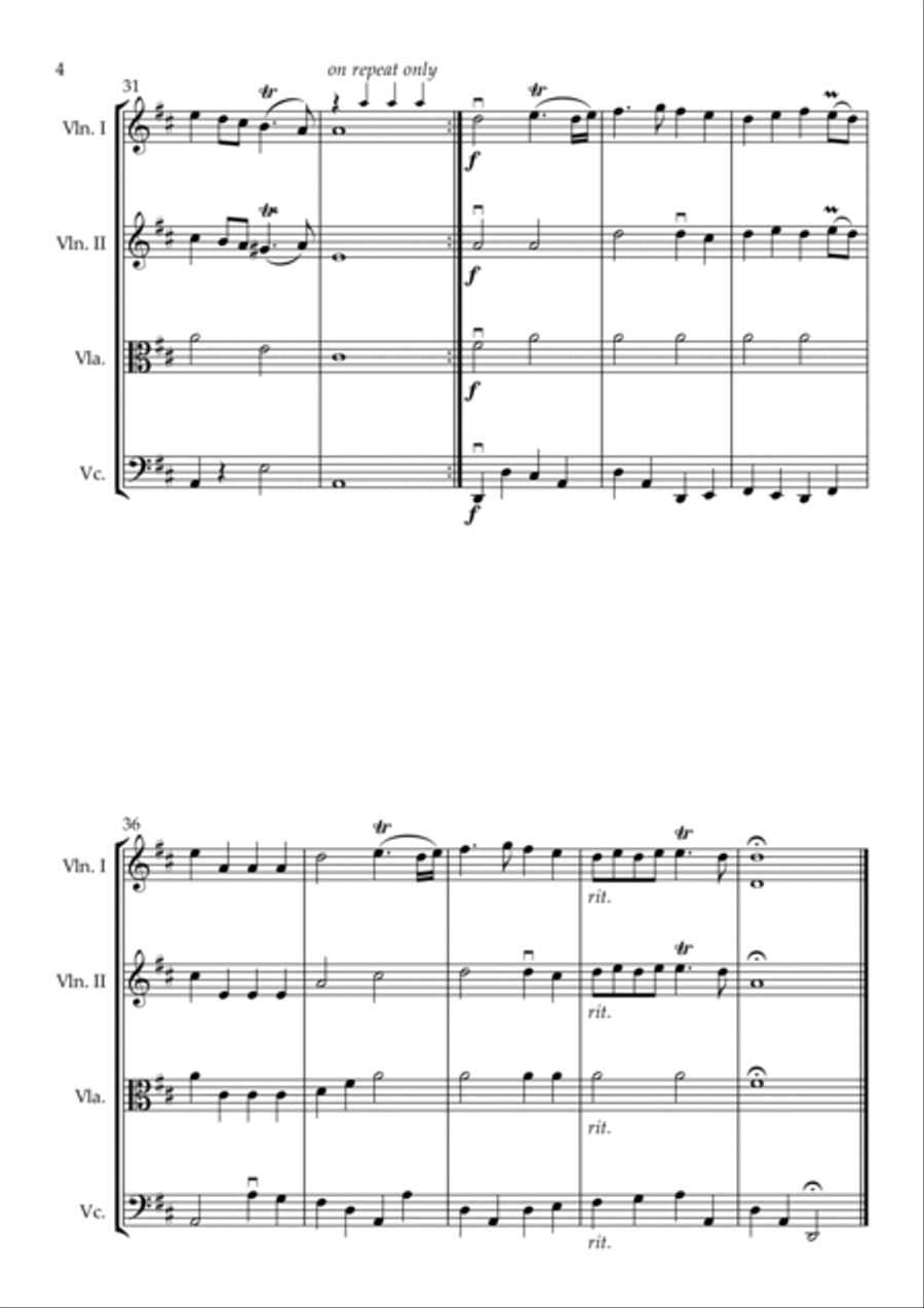 Trumpet Voluntary (Prince of Denmark's March) String Quartet scores gallery preview page 4