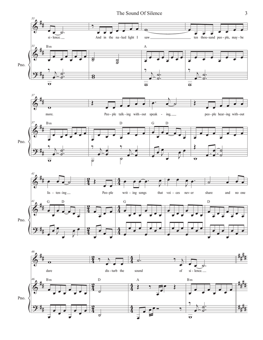 The Sound Of Silence Unison Choir scores gallery preview page 3