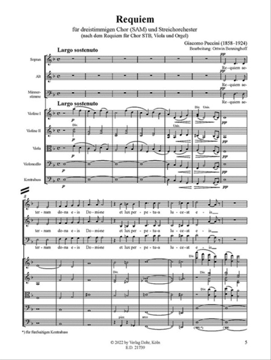 Requiem (für dreistimmigen gemischten Chor (SAM) und Streichorchester) (nach dem Requiem für Chor STB, Viola und Orgel) STB scores gallery preview page 2