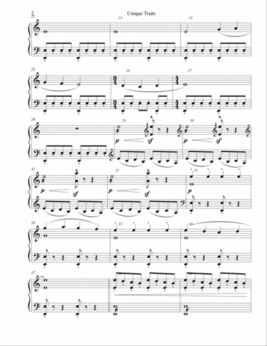 Unique Traits Piano Solo scores gallery preview page 2