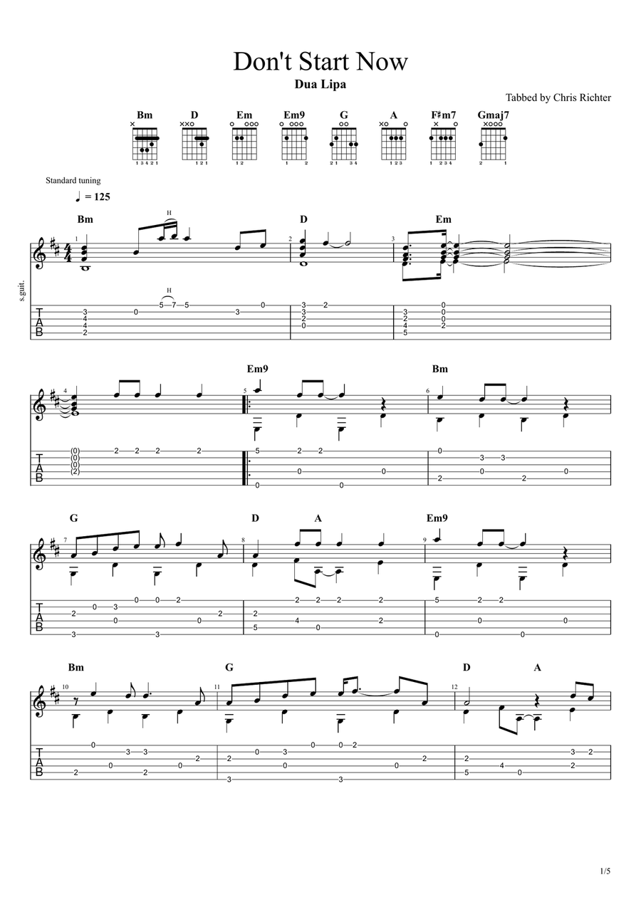 Don't Start Now Don't Start Now Acoustic Guitar scores gallery preview page 1