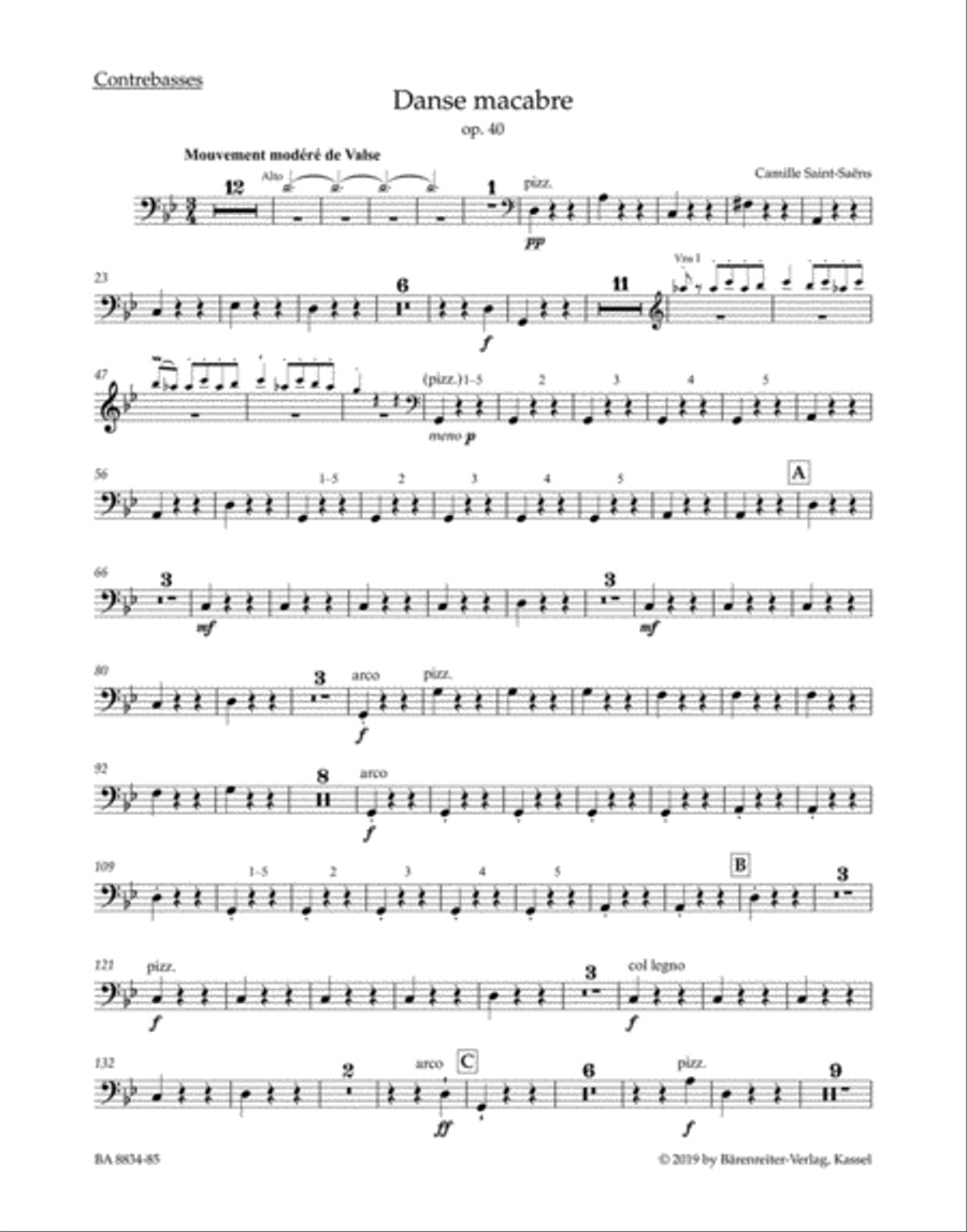 Danse macabre, op. 40 Danse macabre, op. 40 Double Bass scores gallery preview page 1