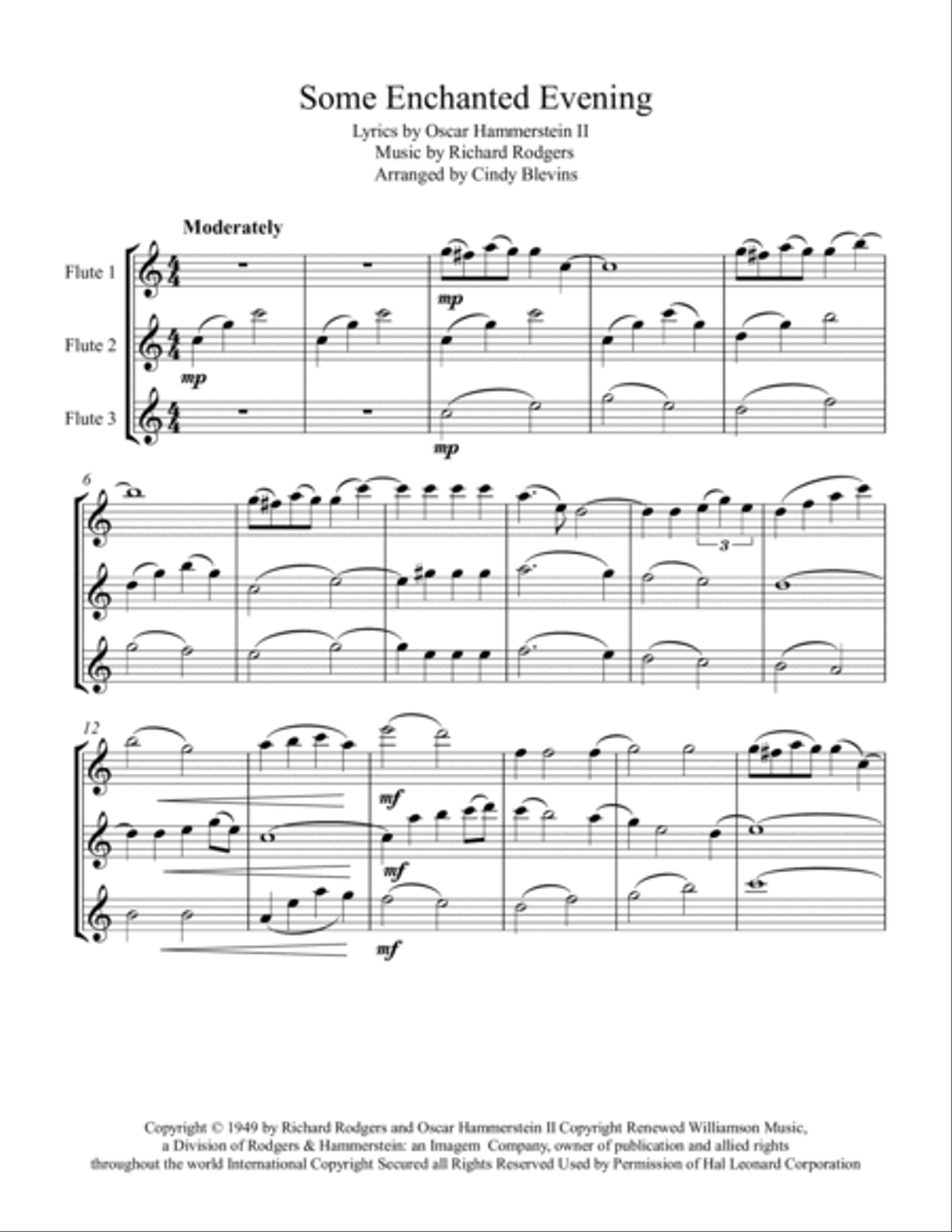 Some Enchanted Evening Flute Trio scores gallery preview page 2