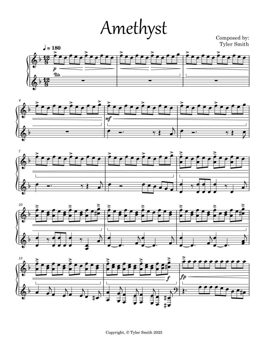 Amethyst Amethyst Piano Solo scores gallery preview page 1