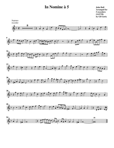 In Nomine a5 (arrangement for 5 recorders) by John Bull Recorder - Digital Sheet Music