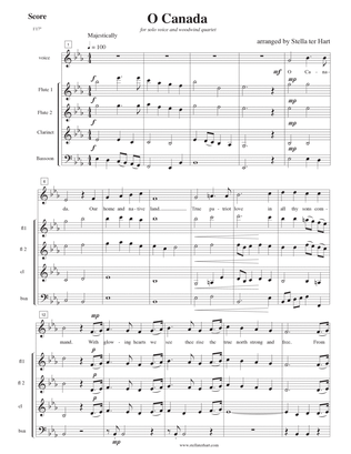 O Canada - unison choir, or vocal solo with woodwind quartet
