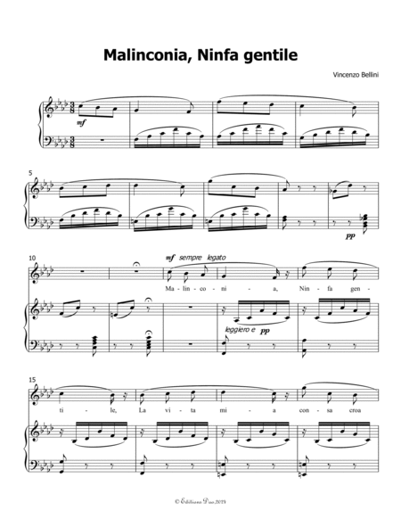 Malinconia, Ninfa gentile, by Vincenzo Bellini, in f minor