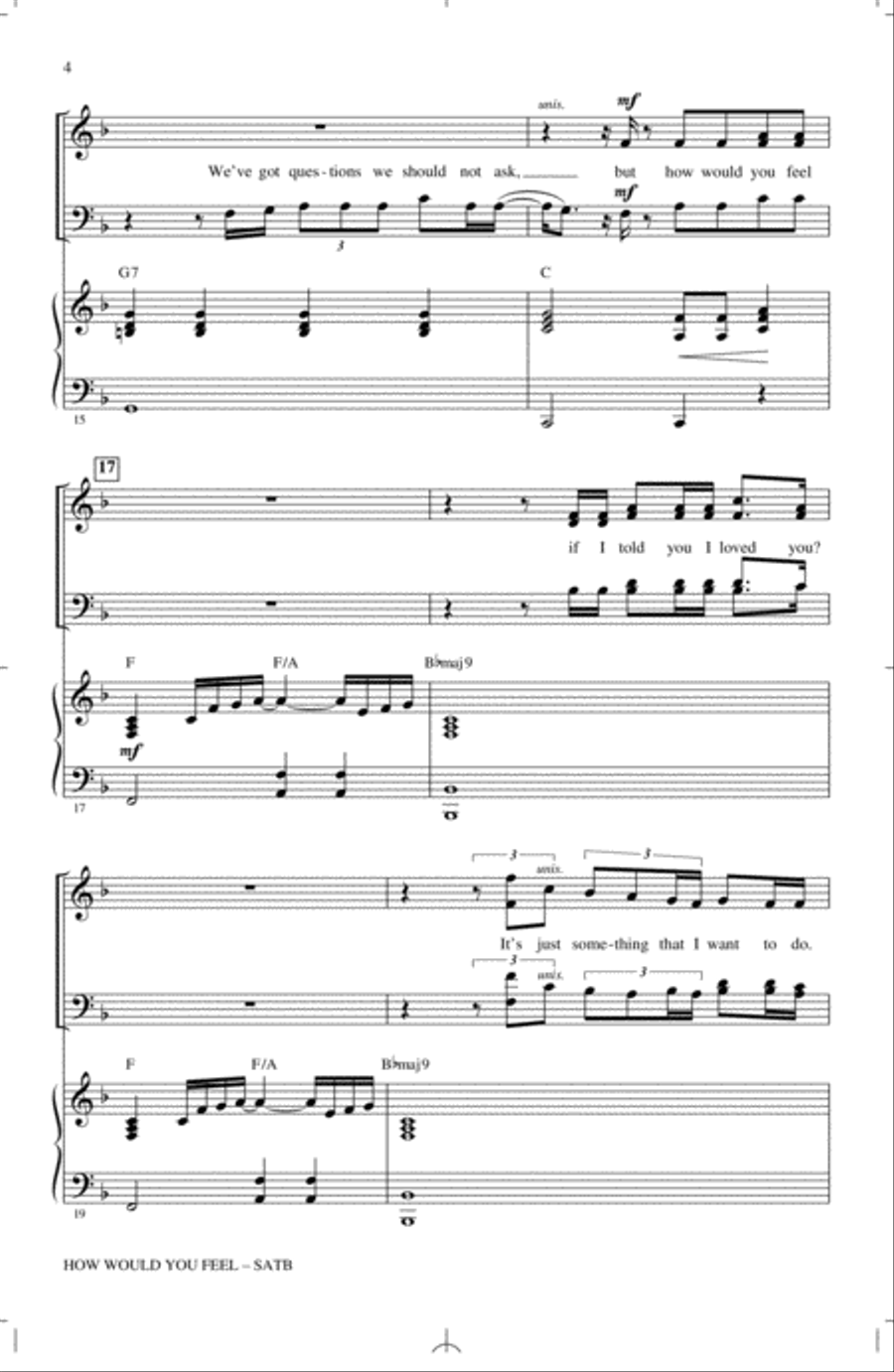 How Would You Feel (Paean) (arr. Mac Huff) 4-Part scores gallery preview page 3