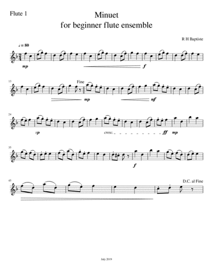 Minuet - beginner flute ensemble image number null