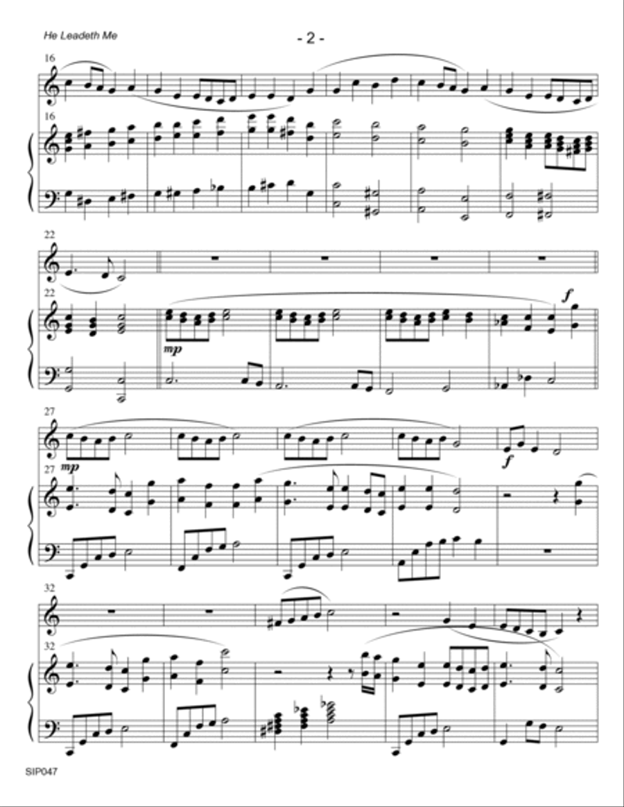 HE LEADETH ME - SOLO (or group) for any Orchestra Instrument! Piano accompaniment Piano scores gallery preview page 2