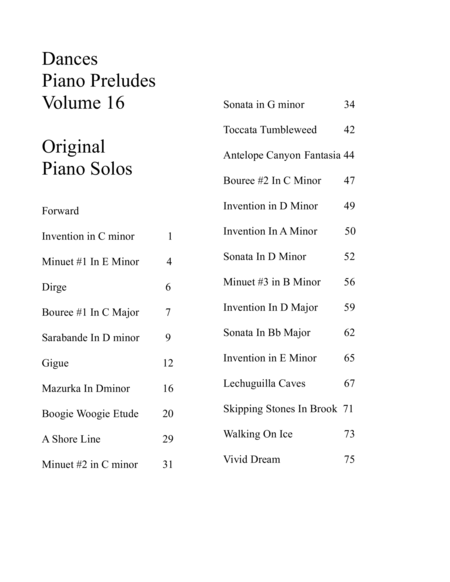 Dances, Piano Preludes, Volume 16