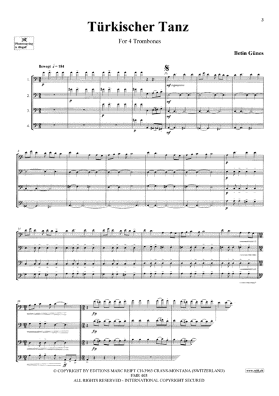 Turkischer Tanz Trombone Quartet scores gallery preview page 3