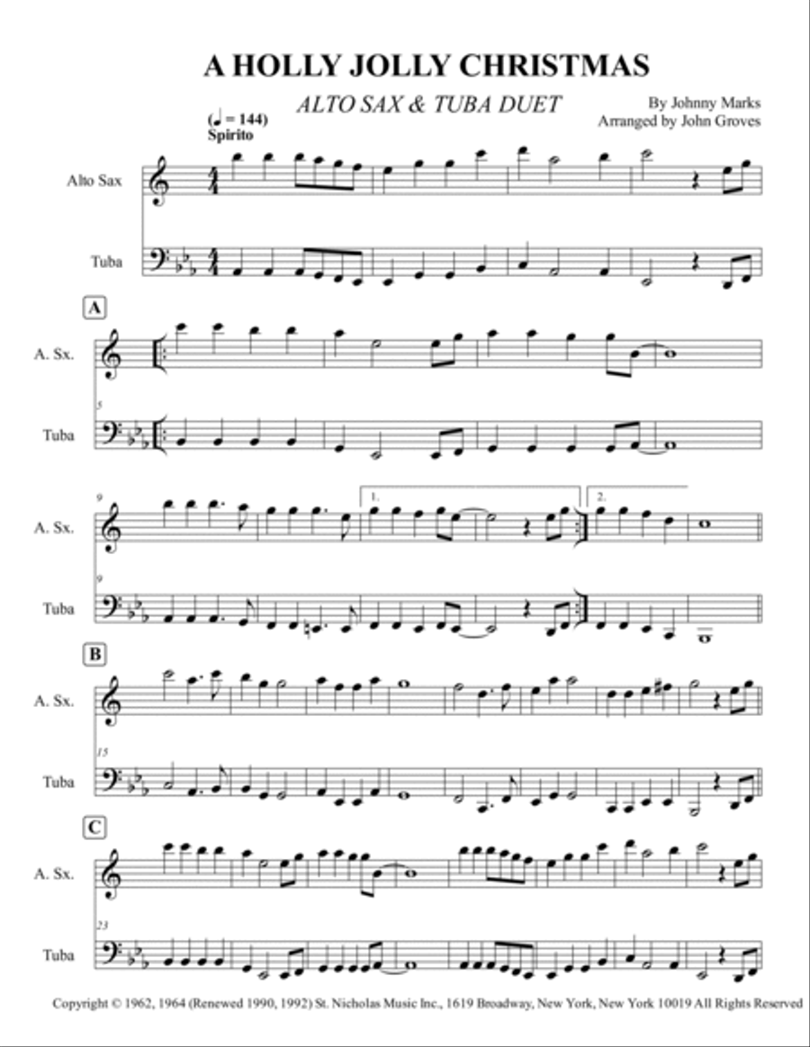 A Holly Jolly Christmas Alto Saxophone scores gallery preview page 2