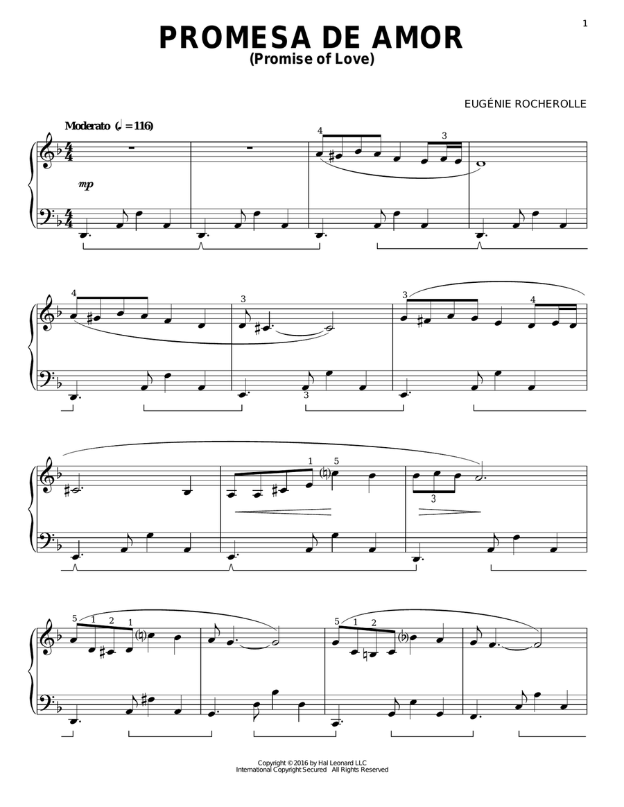Promesa De Amor Promesa De Amor Piano Solo scores gallery preview page 1
