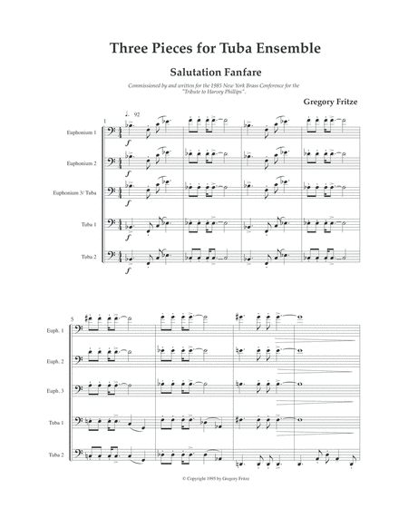 Three Pieces for Tuba Ensemble - Salutation Fanfare, Simple Gifts, Octubafest Polka image number null