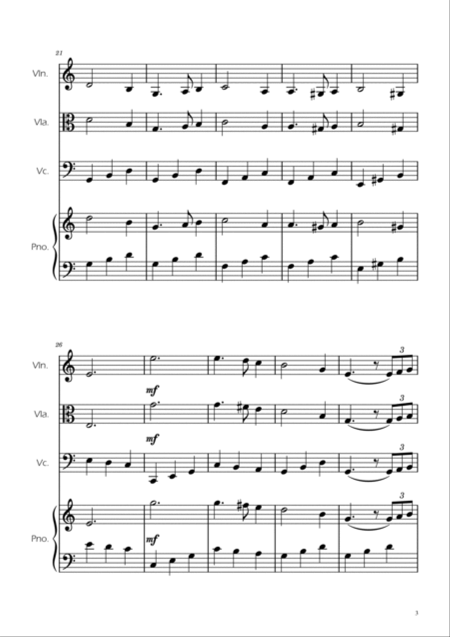 Greensleeves - Strings Trio w/ Piano String Trio scores gallery preview page 3