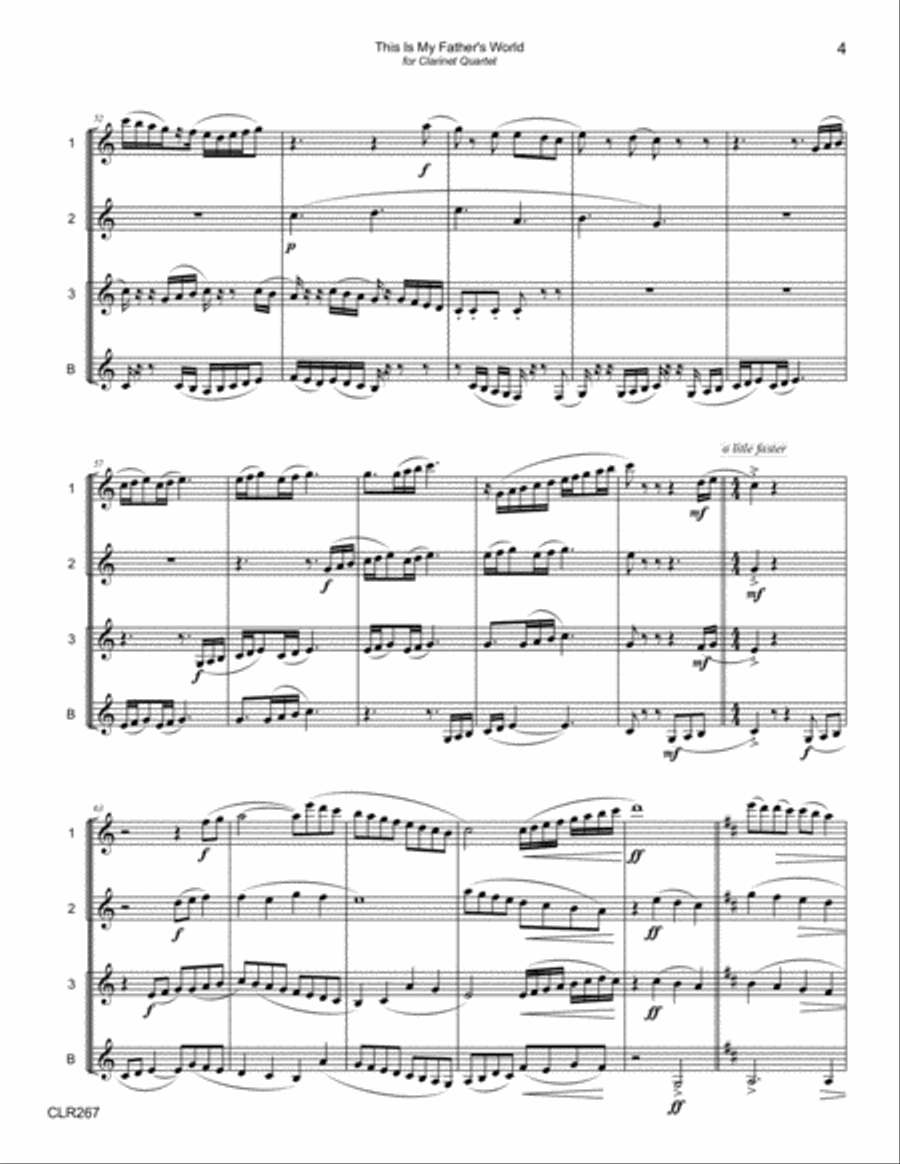 THIS IS MY FATHER'S WORLD - CLARINET QUARTET (SSSB) Clarinet Quartet scores gallery preview page 4