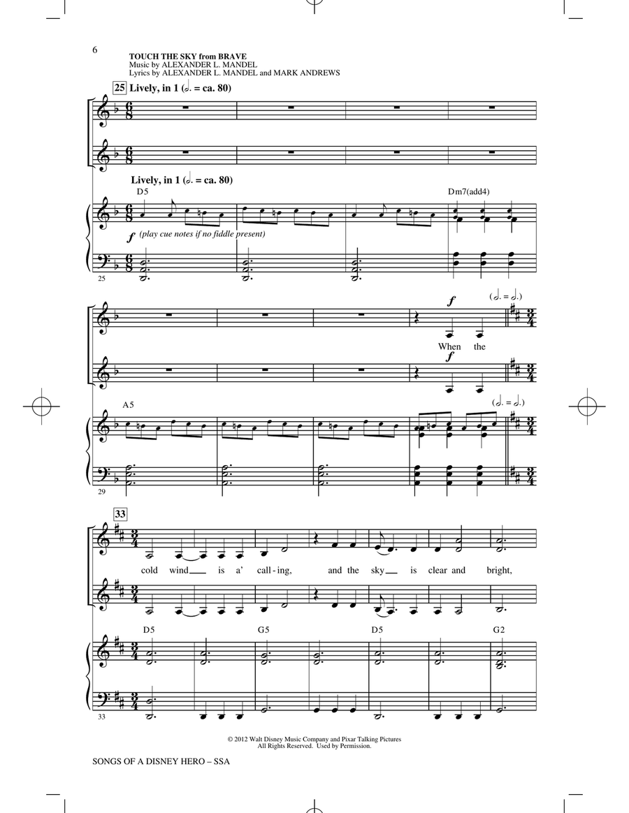 Songs of a Disney Hero SSA scores gallery preview page 5