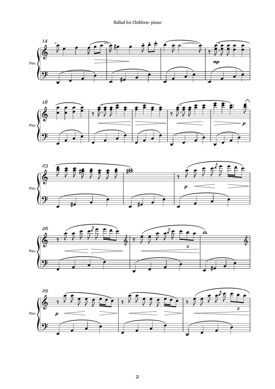 Ballad for Children- piano Easy Piano scores gallery preview page 2