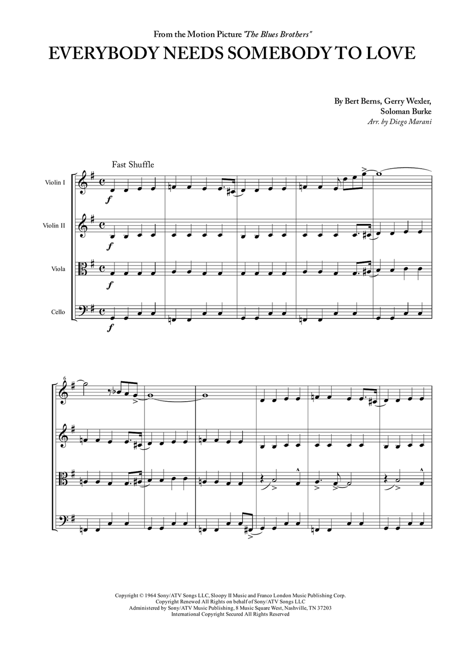 Everybody Needs Somebody To Love String Quartet scores gallery preview page 3