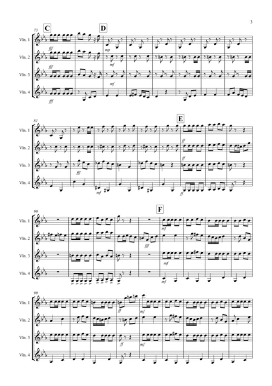 Flamenco Fantastico! for Violin Quartet Small Ensemble scores gallery preview page 3