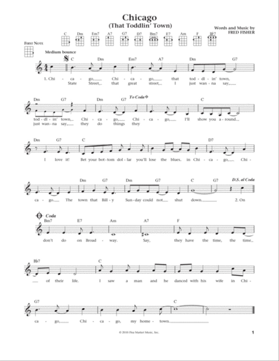 Chicago (That Toddlin' Town) (from The Daily Ukulele) (arr. Liz and Jim Beloff) Ukulele scores gallery preview page 1