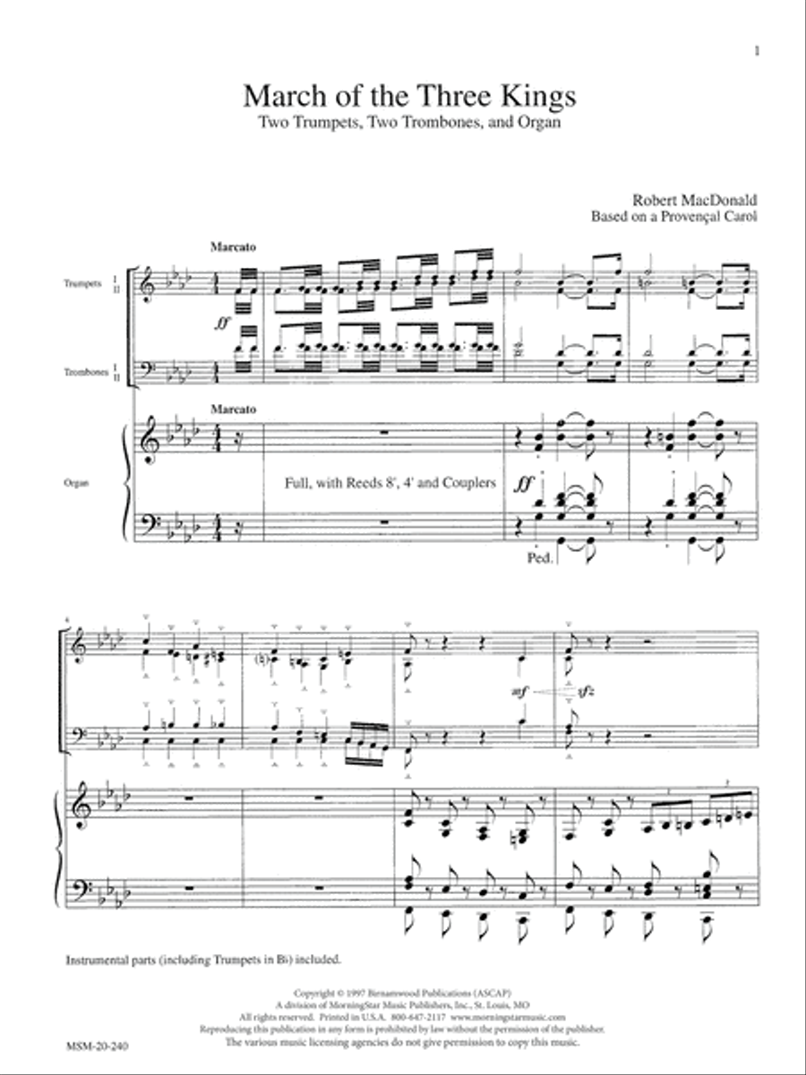 March of the Three Kings March of the Three Kings Organ scores gallery preview page 1