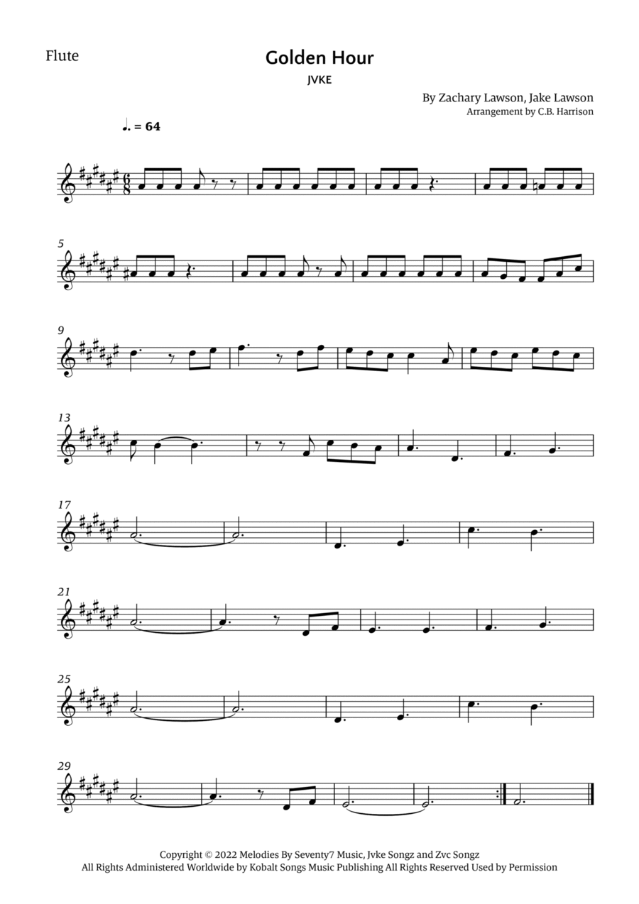 Golden Hour Flute Solo scores gallery preview page 1