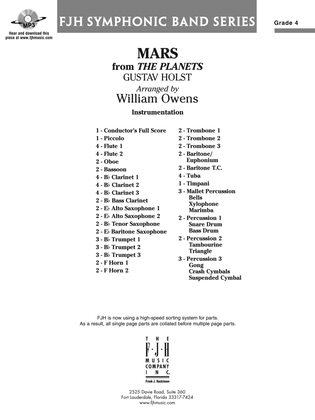 Mars from The Planets: Score