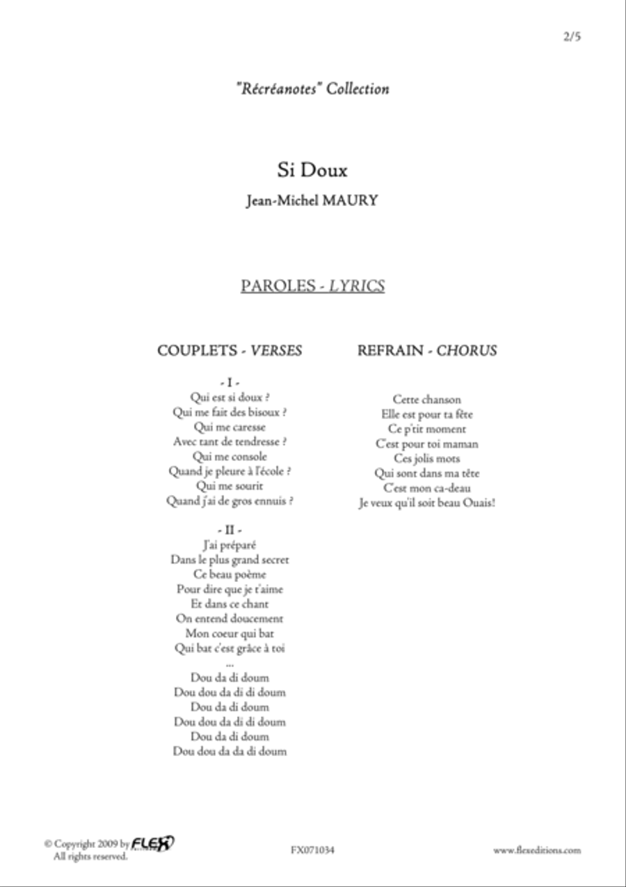 Si Doux (Version Piano) Si Doux (Version Piano) Children's Choir scores gallery preview page 2