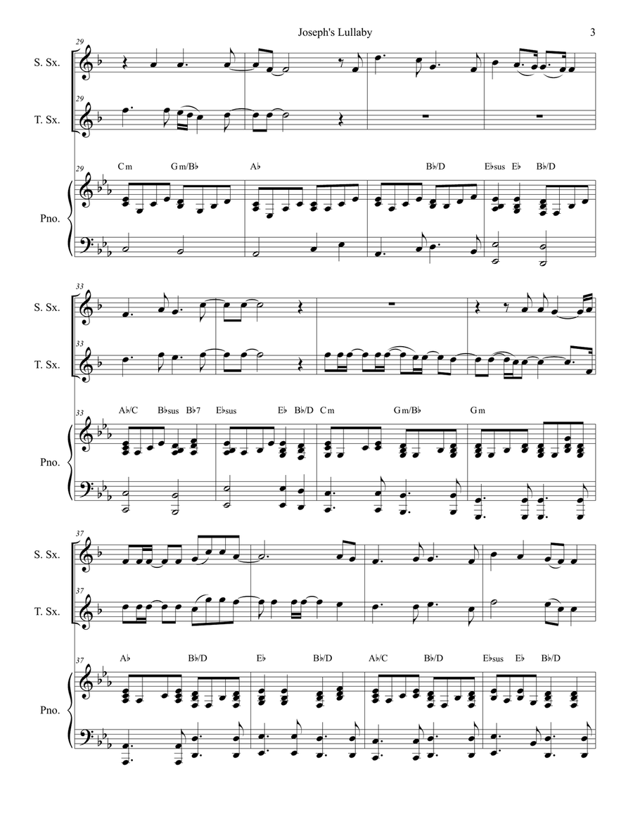 Joseph's Lullaby Woodwind Duet scores gallery preview page 3