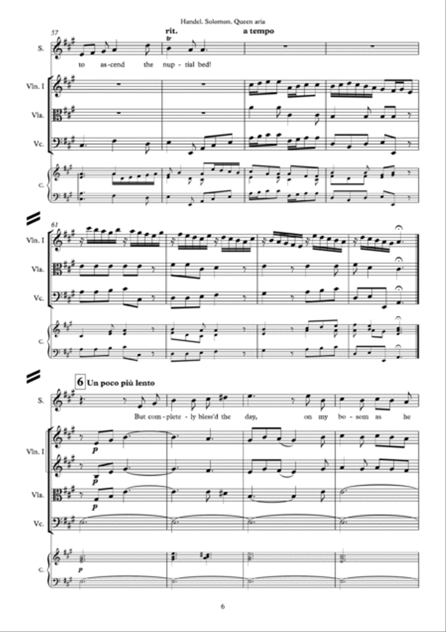 G.F.Handel. Queen Aria from ʺSolomonʺ Oratorio. HWV 67 Small Ensemble scores gallery preview page 6