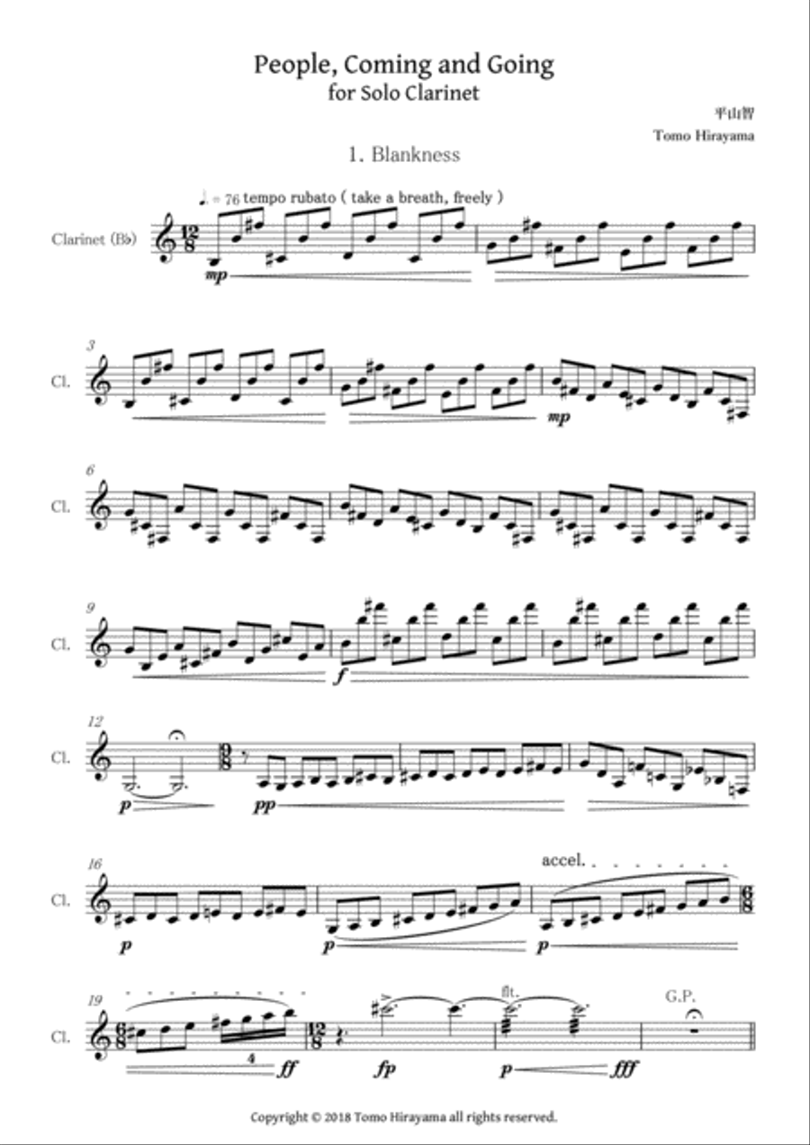 People, Coming and Going for Solo Clarinet Clarinet Solo scores gallery preview page 2