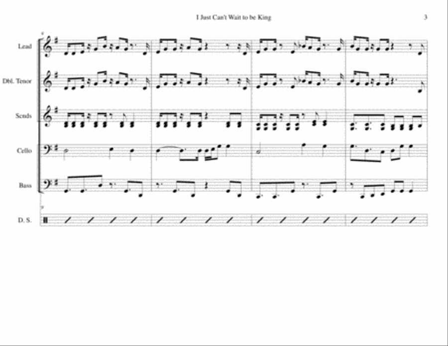 I Just Can't Wait To Be King Large Ensemble scores gallery preview page 3