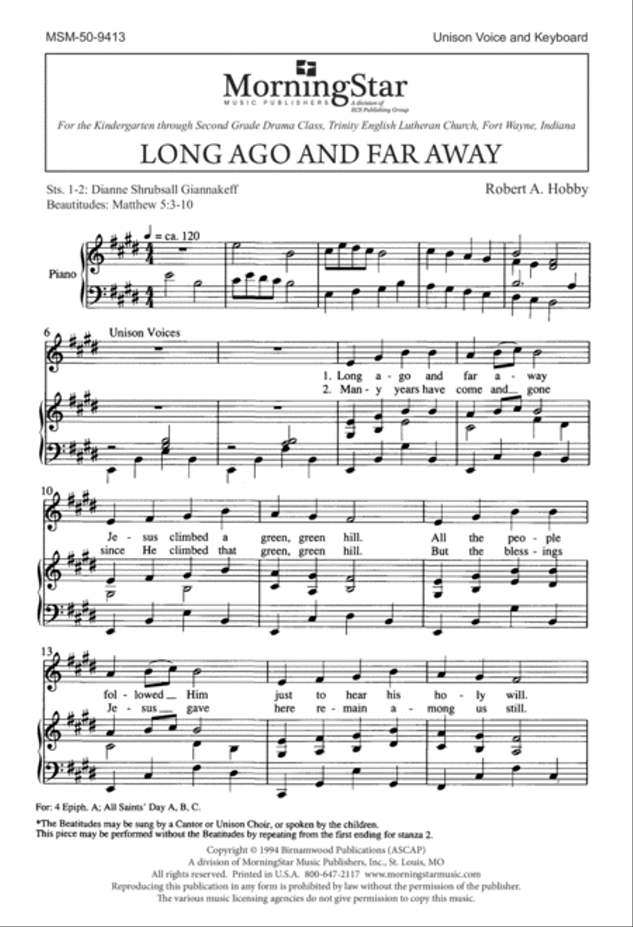 Long Ago and Far Away Unison Choir scores gallery preview page 2