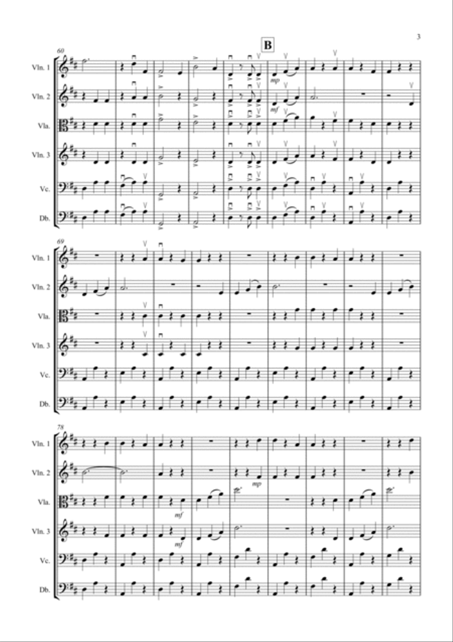 The Blue Danube for String Orchestra String Quartet scores gallery preview page 3