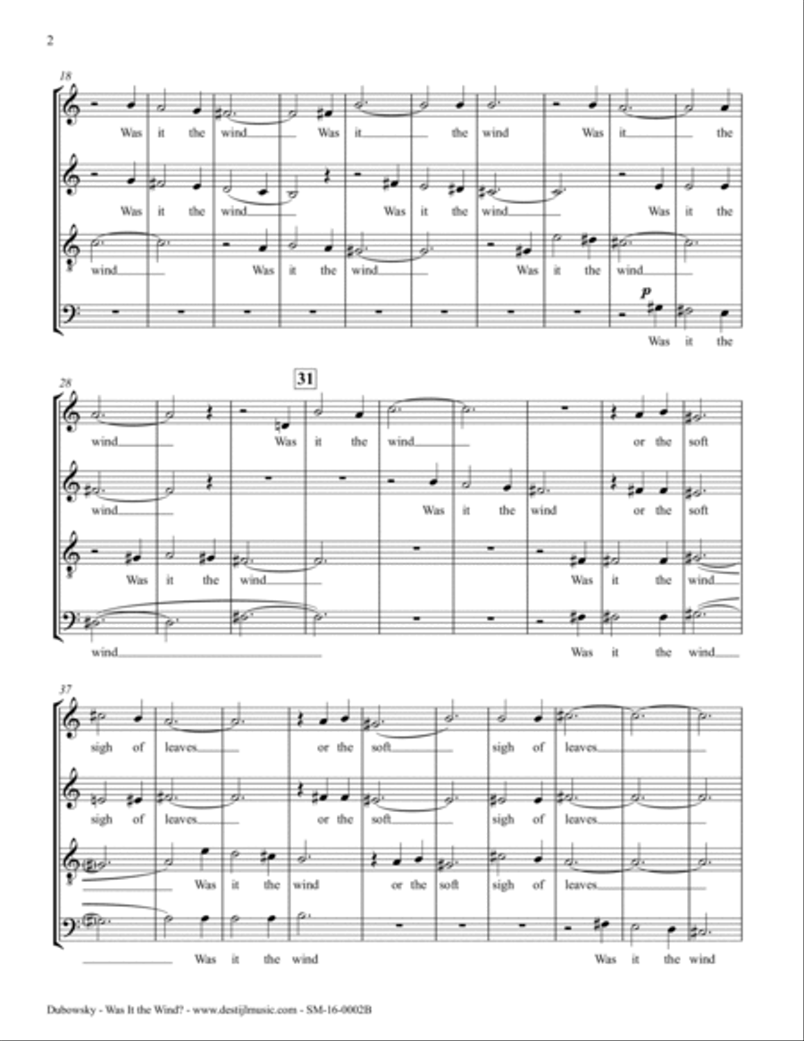 Was It The Wind? (SATB+Piano) 4-Part scores gallery preview page 3