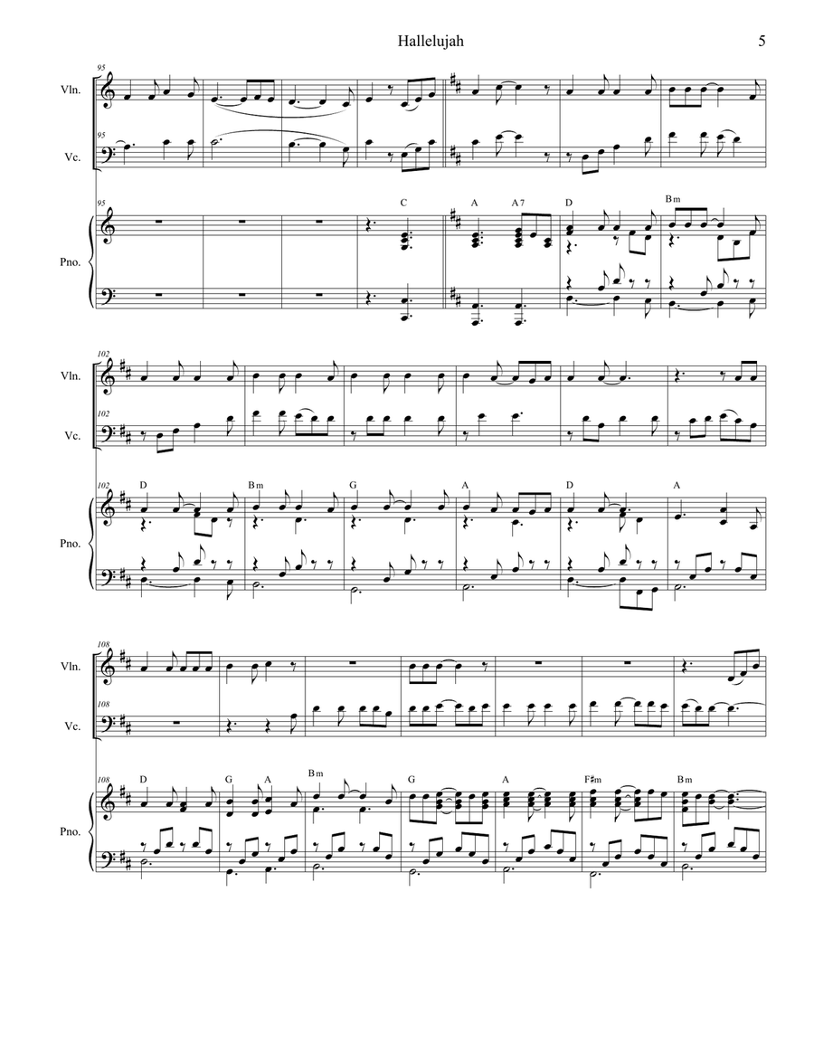 Hallelujah Piano Trio scores gallery preview page 5