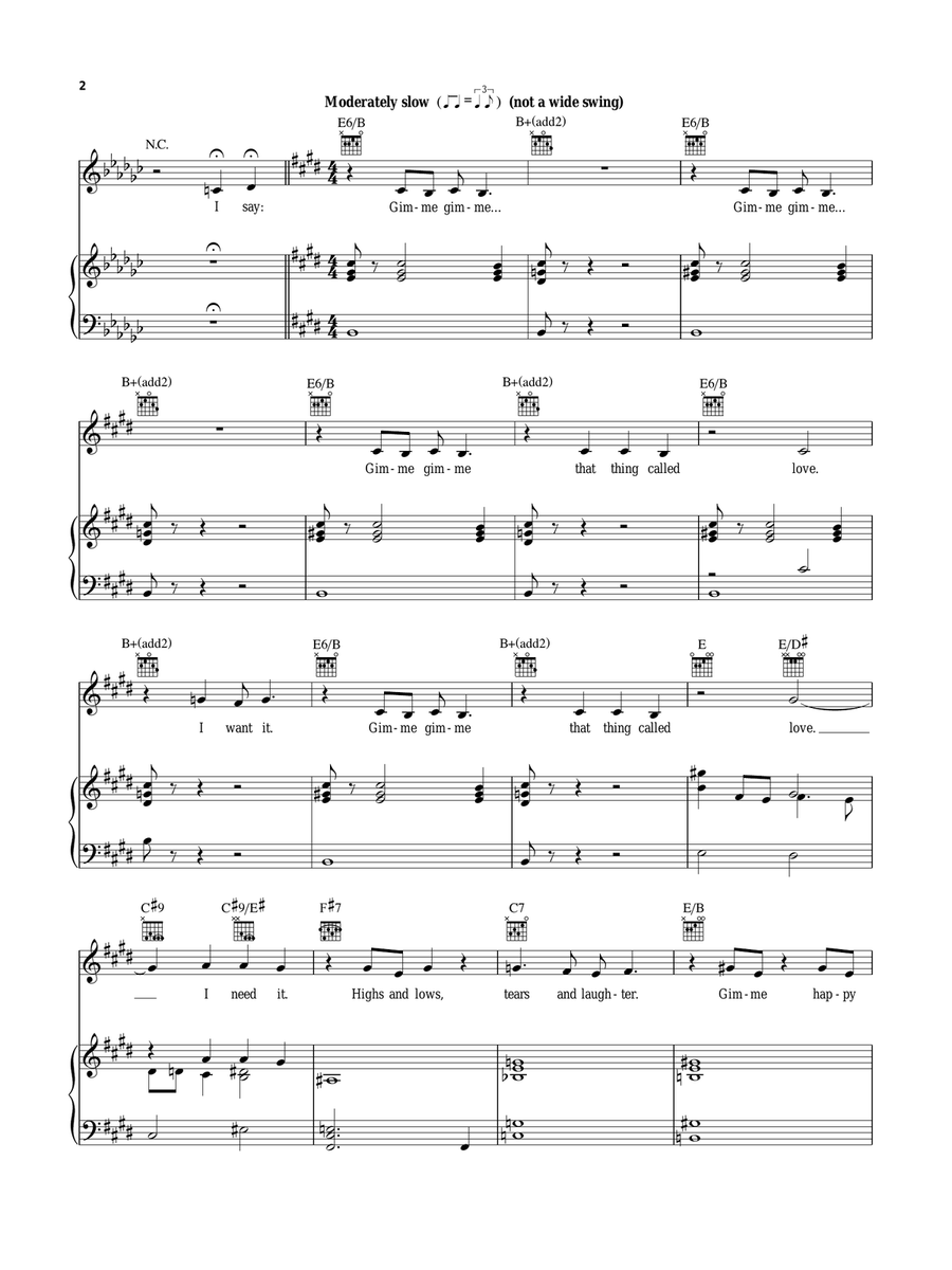 Gimme Gimme (from Thoroughly Modern Millie) Piano, Vocal, Guitar scores gallery preview page 2