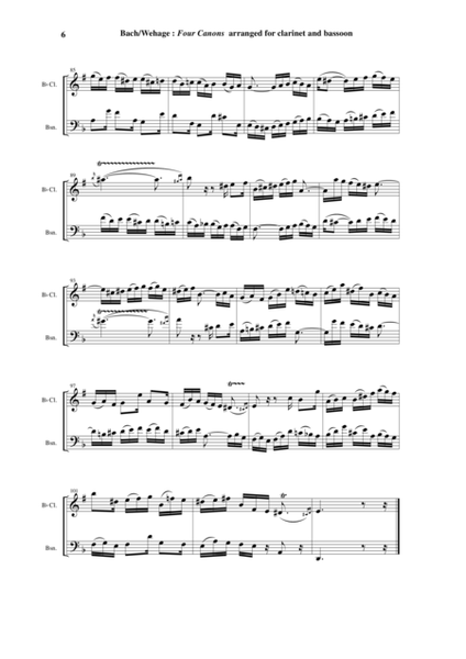 J. S. Bach: Four Canons from the Art of the Fugue, bwv 1080, arranged for Bb clarinet and bassoon b