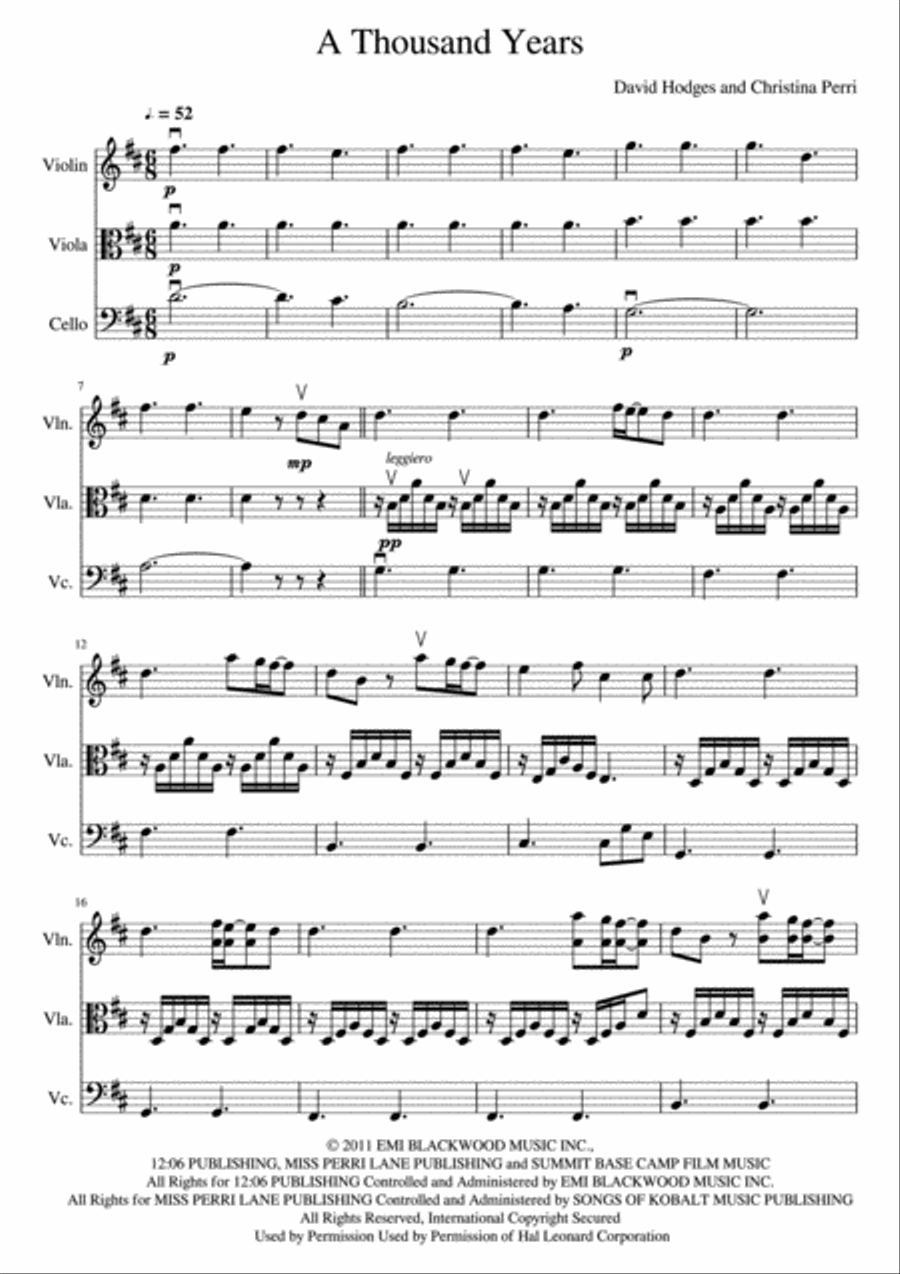 A Thousand Years String Trio scores gallery preview page 2