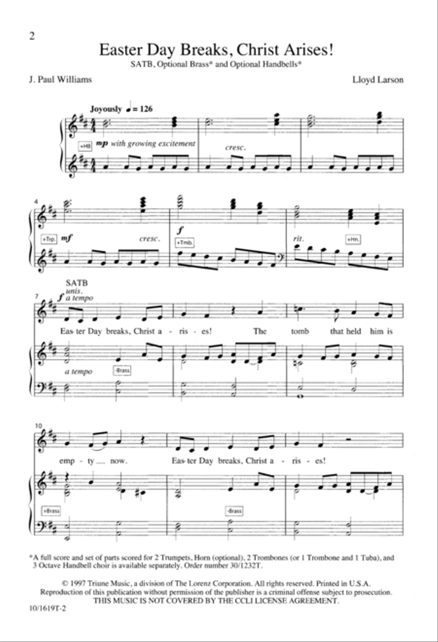 Easter Day Breaks, Christ Arises! 4-Part scores gallery preview page 2