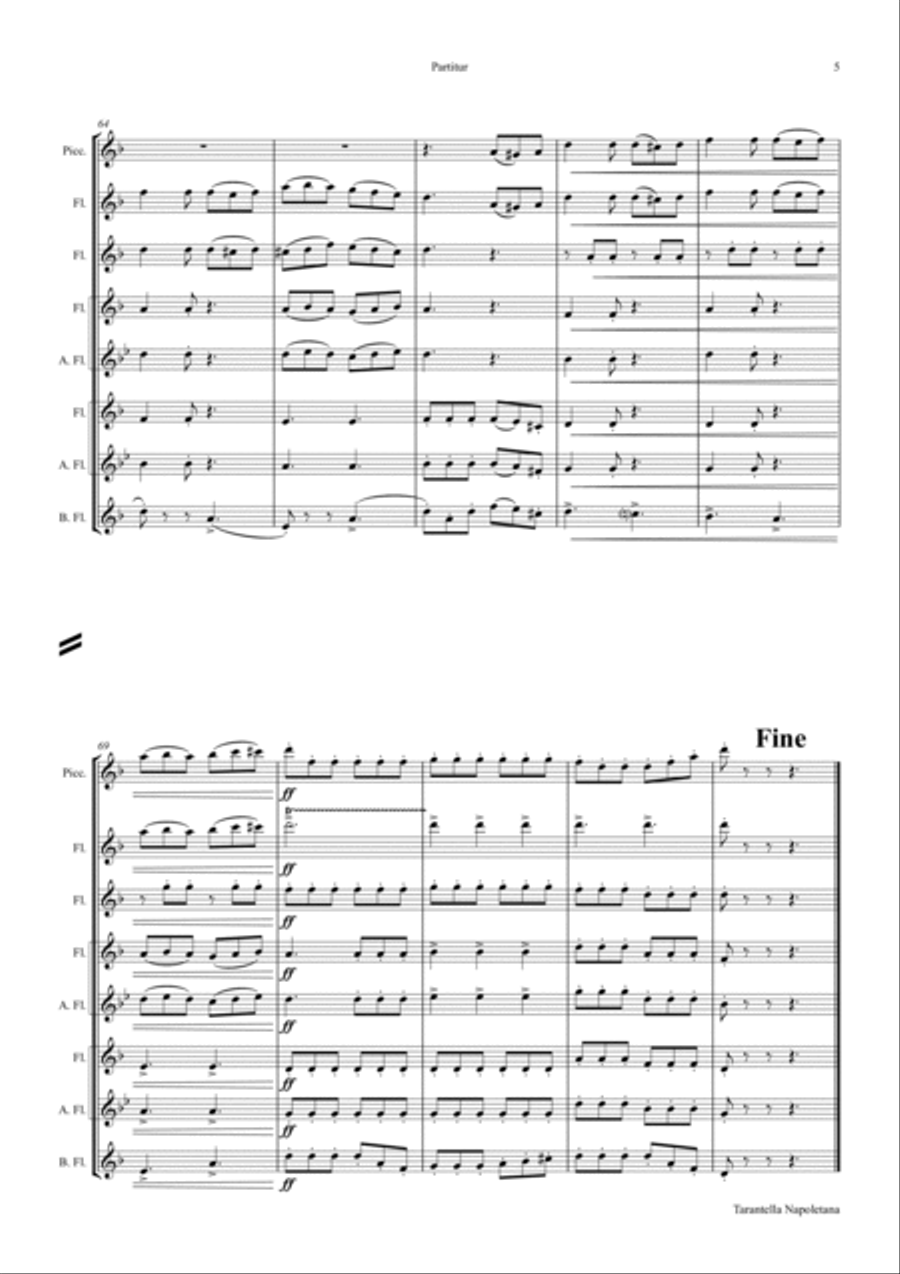 Tarantella Napoletana - Italian Folk Song - Flute Choir Flute Choir scores gallery preview page 5