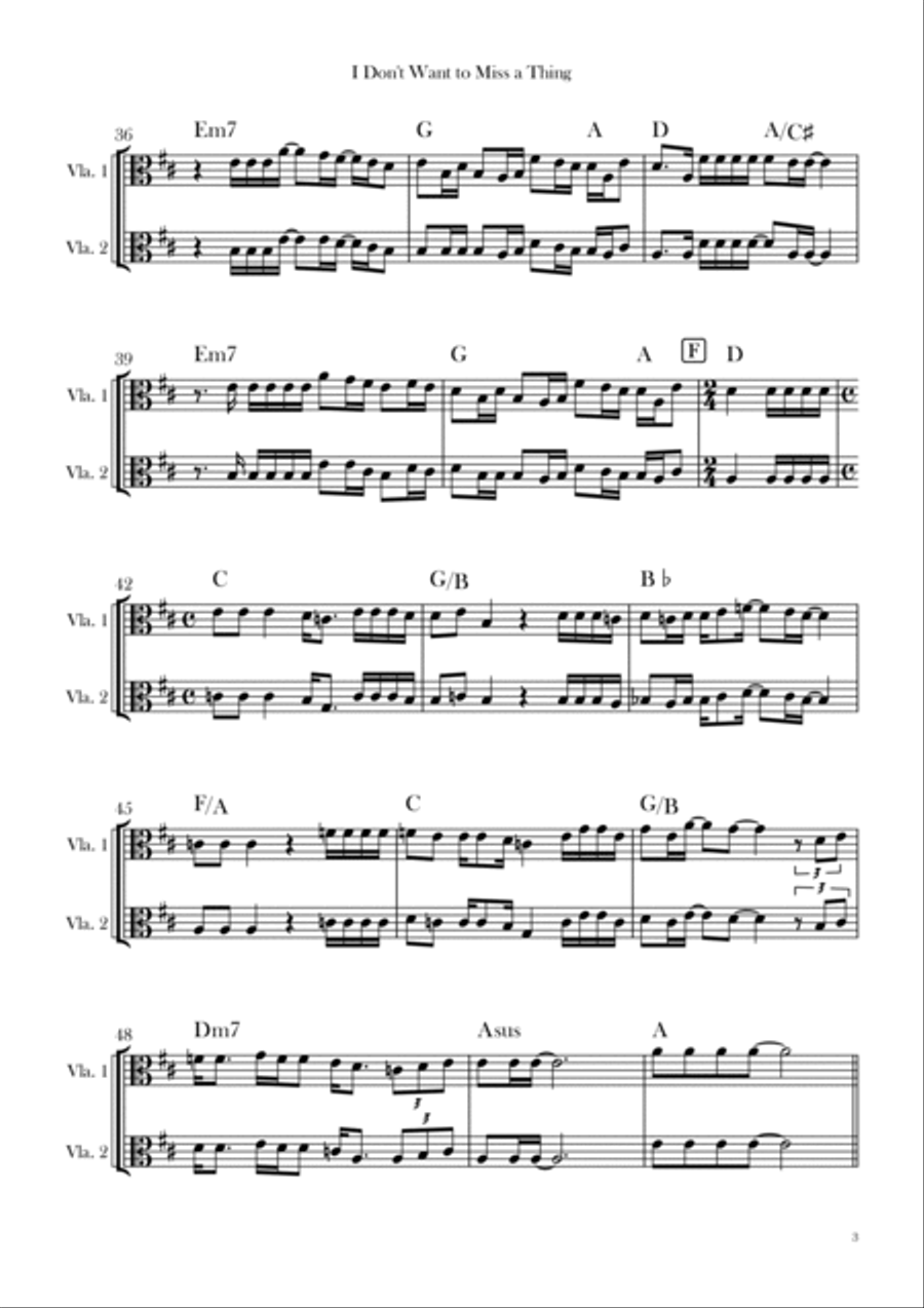 I Don't Want To Miss A Thing String Duet scores gallery preview page 3