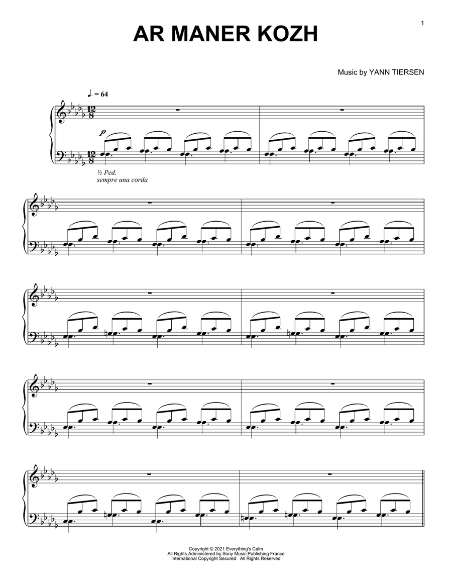 Ar Maner Kozh Piano Solo scores gallery preview page 1