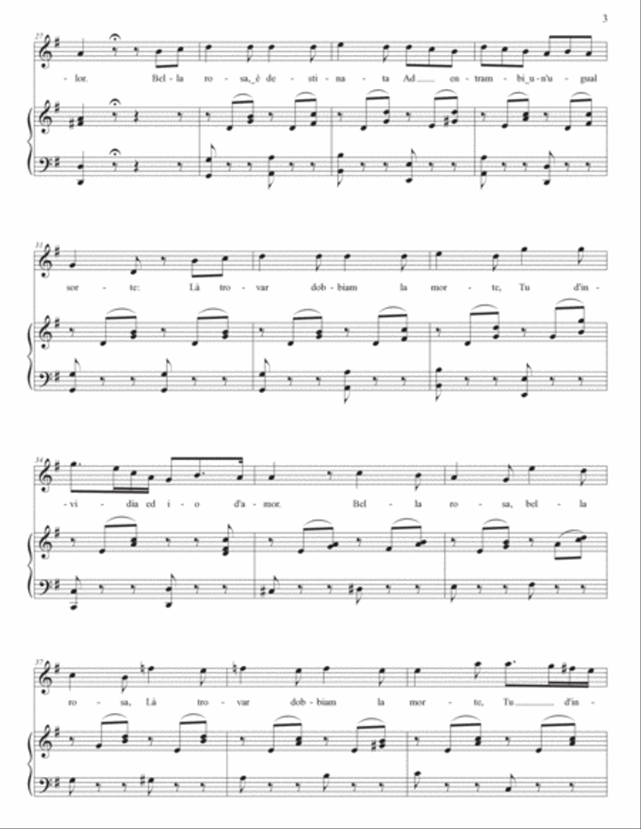 BELLINI: Vanne, o rosa fortunata (transposed to 7 keys: G, G-flat, F, E, E-flat, D, D-flat major) Voice scores gallery preview page 4