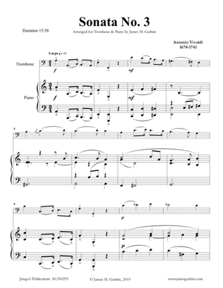 Book cover for Vivaldi: Sonata No. 3 for Trombone & Piano